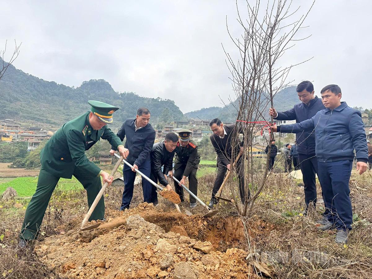 Xã Lũng Cú tổ chức lễ trồng cây “Lũng Cú xanh - sắc hoa bốn mùa” chào mừng đại hội Đảng các cấp.