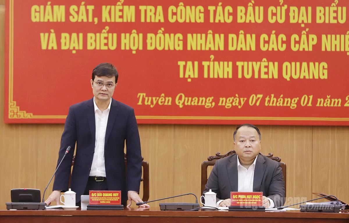 Bí thư thứ nhất Trung ương Đoàn Bùi Quang Huy phát biểu kết luận buổi giám sát.