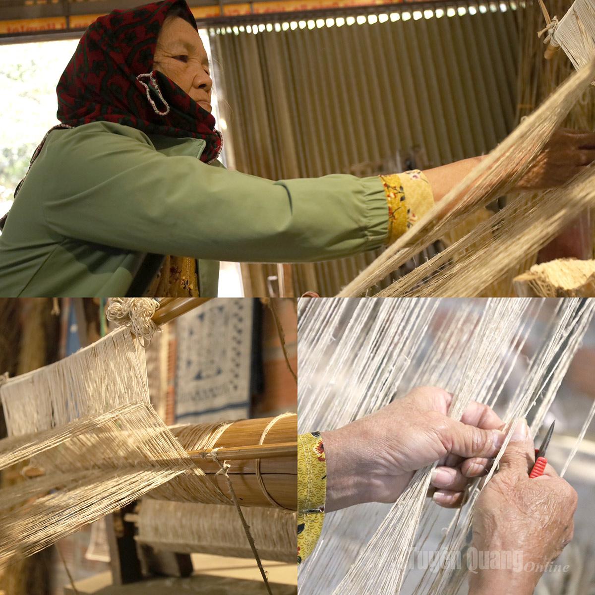 Simple wooden looms, guided by the skilled hands of Can Ty villagers, produce handcrafted hemp fabrics.