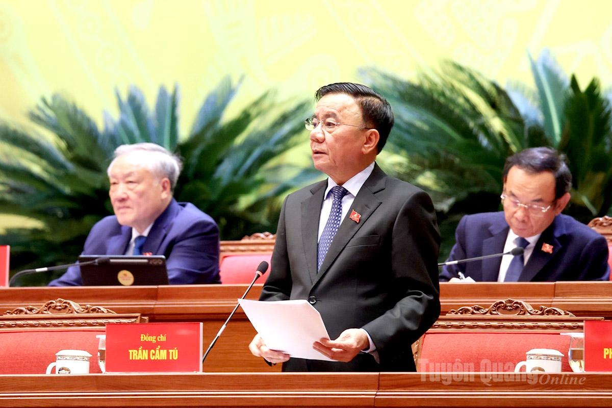 Thường trực Ban Bí thư Trần Cẩm Tú điều hành phiên thảo luận chiều 21-1