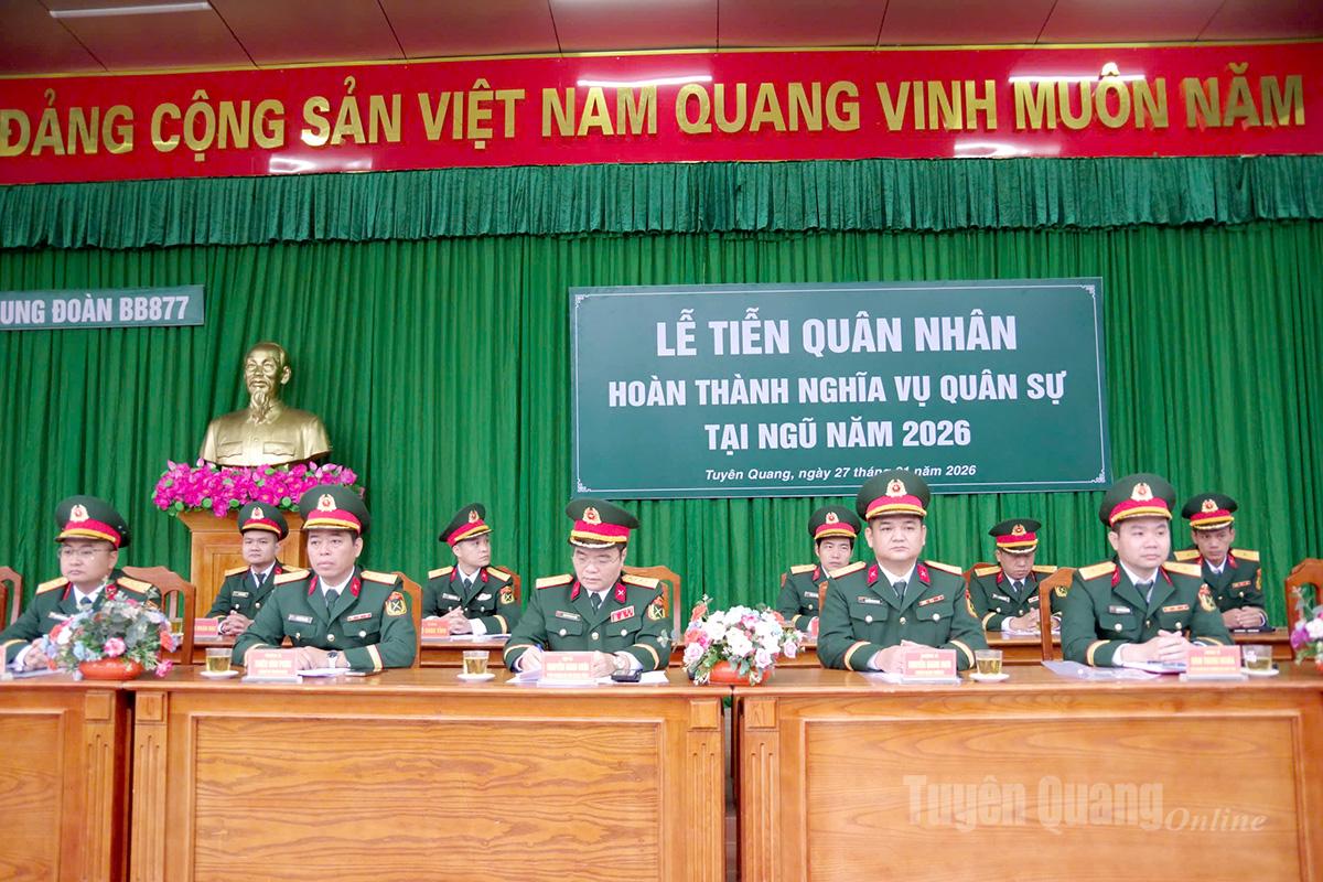 Các đại biểu dự Lễ tiễn quân nhân hoàn thành nghĩa vụ quân sự tại ngũ năm 2026.