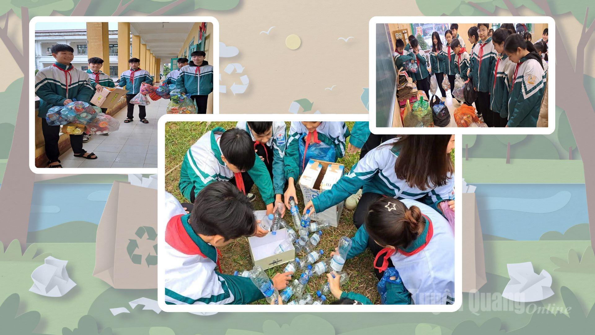 Các em học sinh trường THCS Ỷ La hào hứng tham gia làm kế hoạch nhỏ.