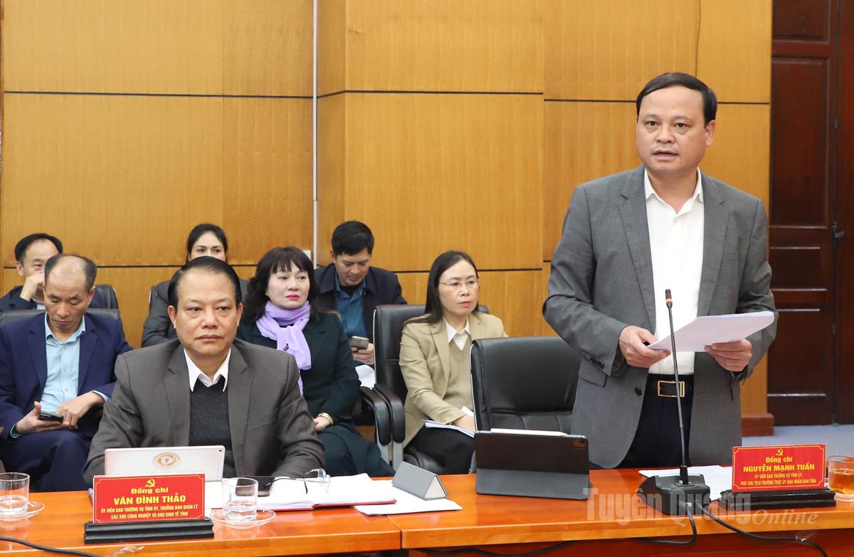 Phó Chủ tịch Thường trực UBND tỉnh Nguyễn Mạnh Tuấn phát biểu tại hội nghị.