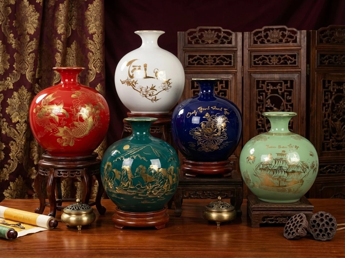 Bình Hút Lộc gốm sứ Bát Tràng – dáng chuẩn phong thủy