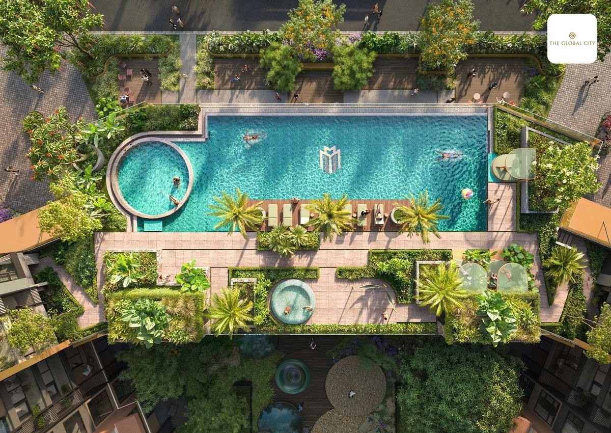 Phối cảnh hồ bơi tại dự án Masteri Park Place Global City