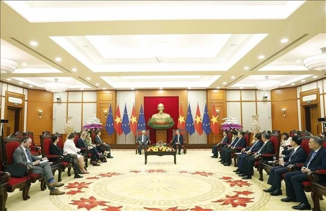 At the meeting between Party General Secretary To Lam and EC President António Costa (Photo: VNA)