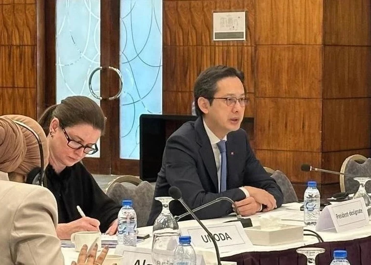 Ambassador Do Hung Viet, Permanent Representative of Viet Nam to the United Nations and President-designate of the 11th Review Conference of the Treaty on the Non-Proliferation of Nuclear Weapons, chairs a consultation for Middle East and North Africa (MENA) member states (Photo: VNA)