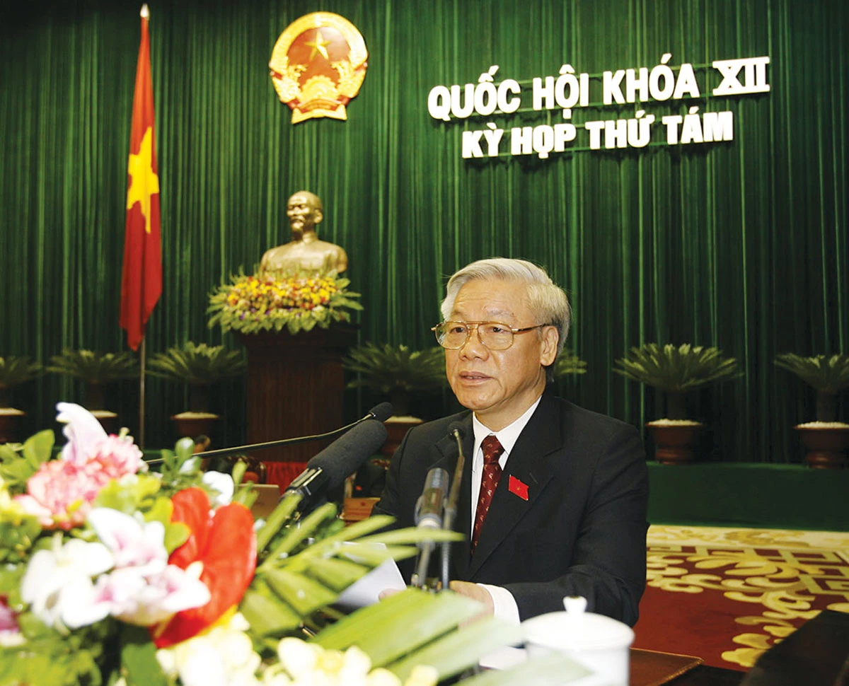 Chủ tịch Quốc hội Nguyễn Phú Trọng đọc Diễn văn bế mạc Kỳ họp thứ Tám, Quốc hội khóa XII.