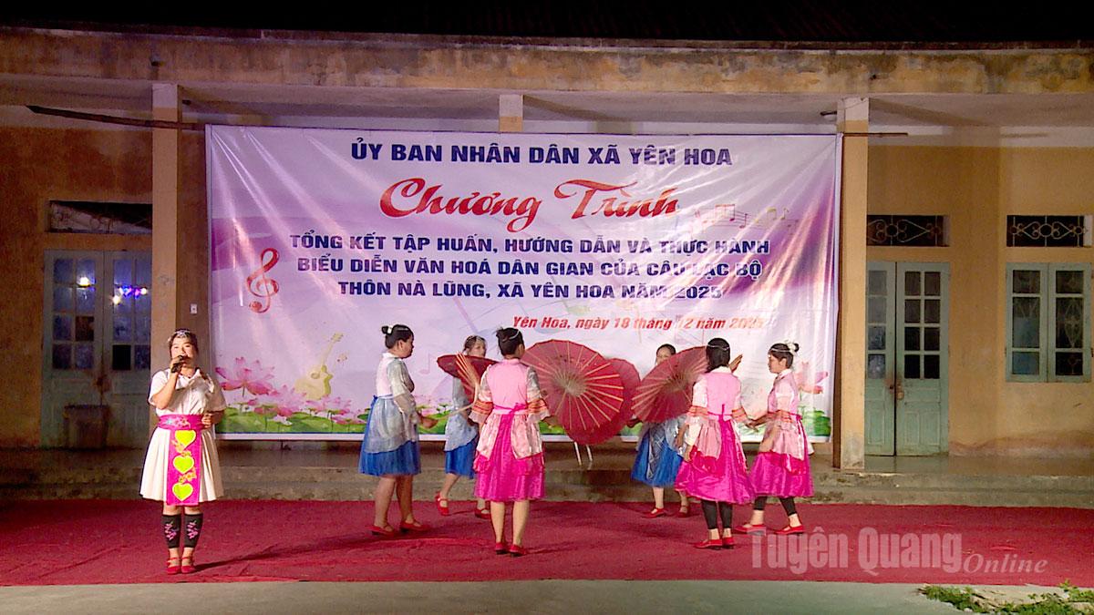 Các đội văn nghệ trên địa bàn xã được tập luyện, giữ gìn và phát huy những giá trị văn hóa của các dân tộc.