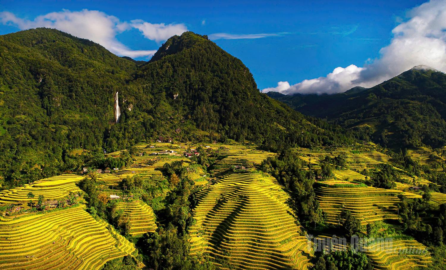 The terraced rice fields of Ta Choong Hamlet, Nam Dich Commune, attract tourists.