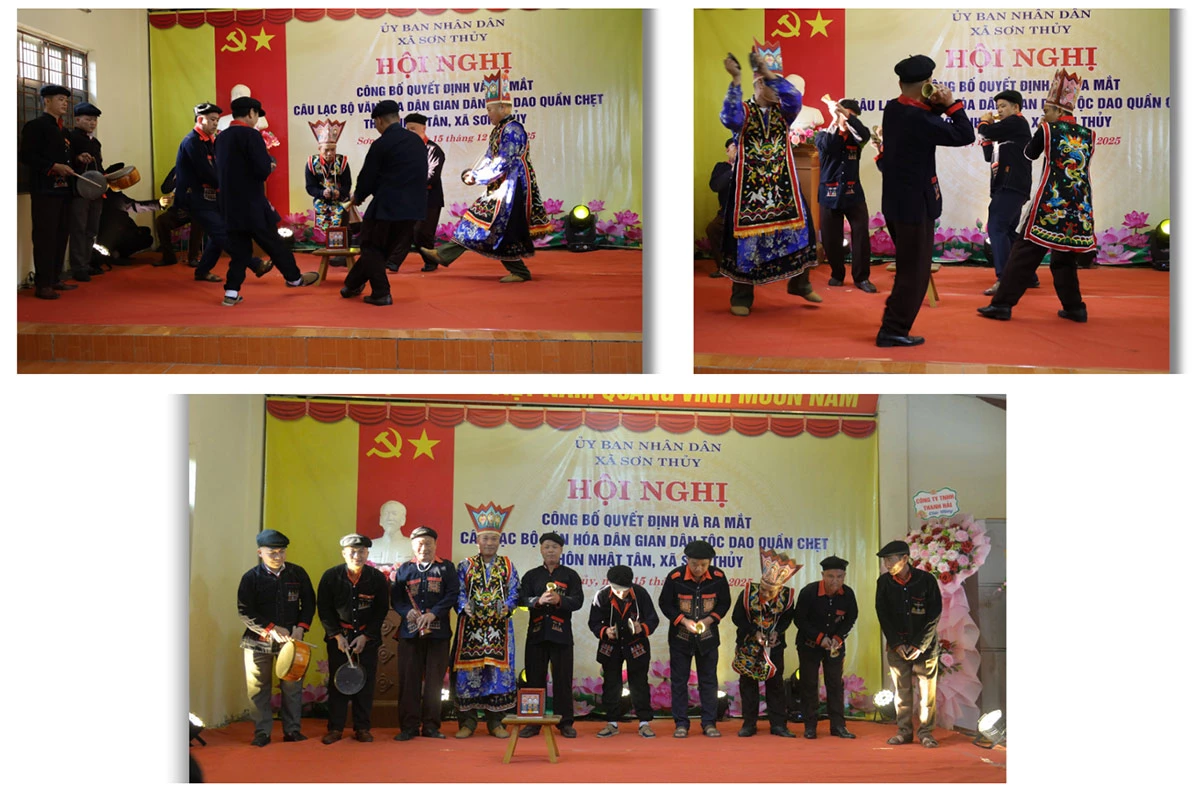 Đồng bào dân tộc Dao quần chẹt hội tụ đông đủ trong Lễ ra mắt Câu lạc bộ Văn hóa dân gian của dân tộc.