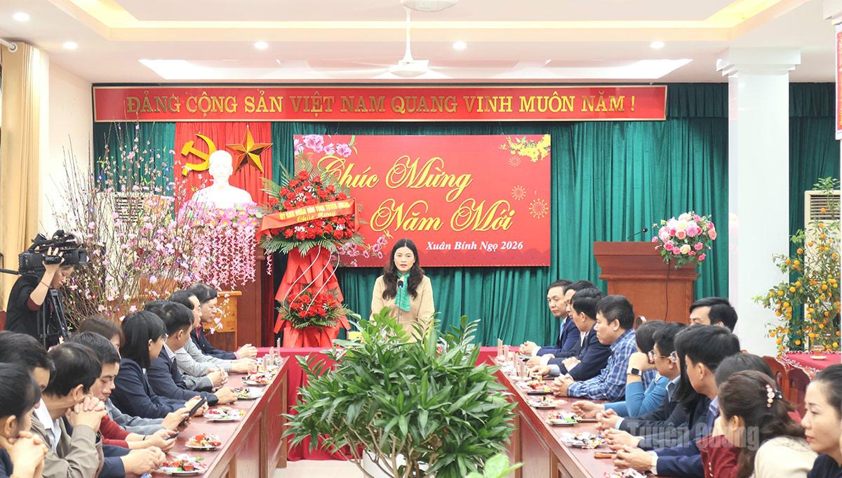 Vice Chairwoman of the Provincial People’s Committee Vuong Ngoc Ha delivers congratulatory remarks on the occasion of Vietnamese Doctors’ Day, February 27.