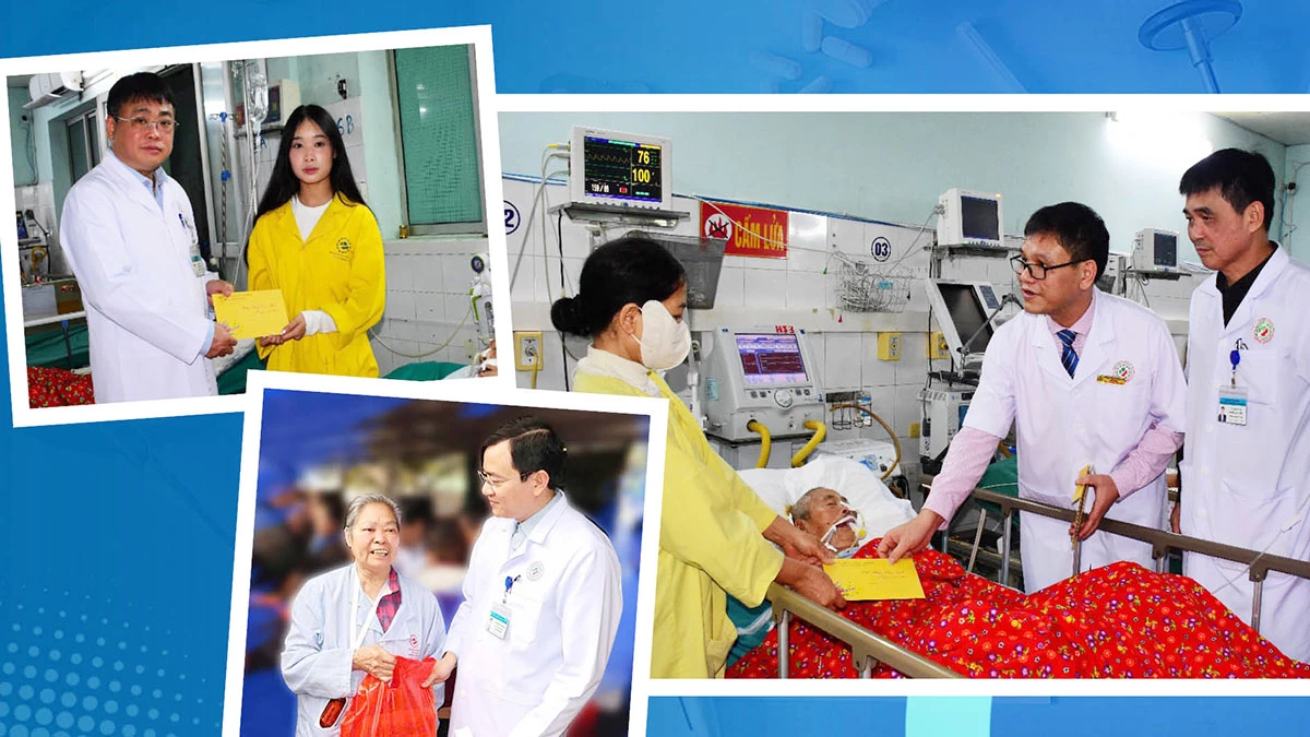 Các y, bác sĩ túc trực bên giường bệnh, theo dõi sát các chỉ số sinh tồn và kịp thời xử trí, chăm sóc người bệnh trong những ngày Tết.