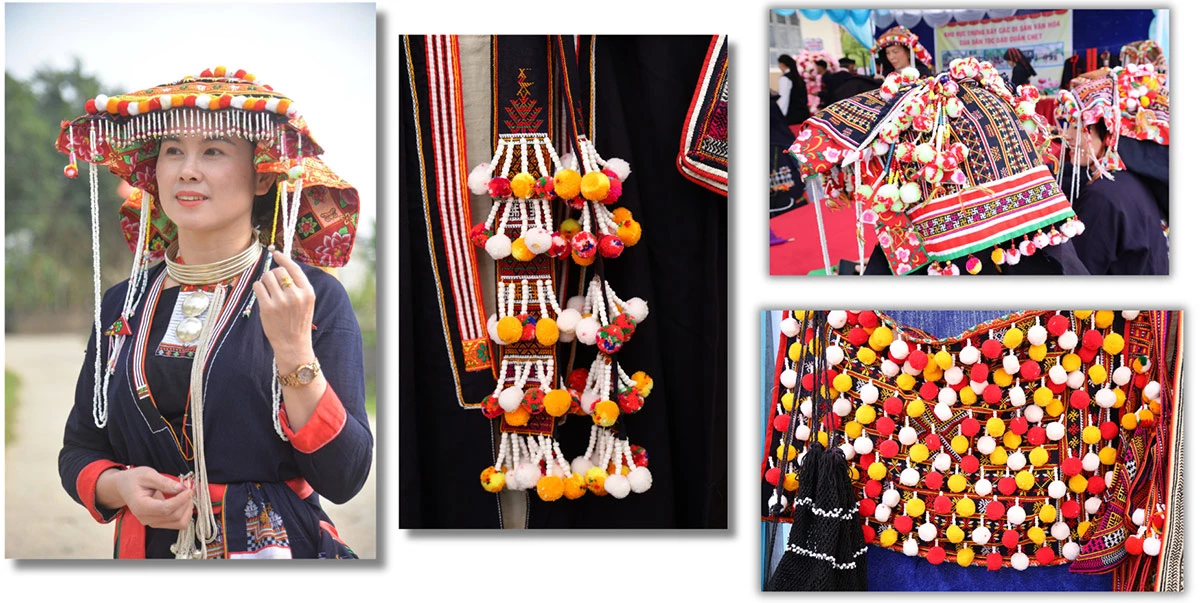 Các hoa văn thiết kế trên trang phục phụ nữ dân tộc Dao quần chẹt rất tỉ mỉ, bắt mắt.