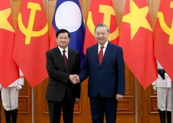 Immediately after the state welcome ceremony on January 26, 2026, General Secretary To Lam held talks with Lao General Secretary and President Thongloun Sisoulith at the headquarters of the Party Central Committee. (Photo: Dang Khoa)