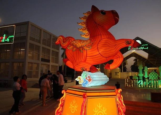 People visit a lantern festival to celebrate the upcoming Chinese New Year at the Family Park in Cairo, Egypt, on Feb. 14, 2026. (Photo: Xinhua)