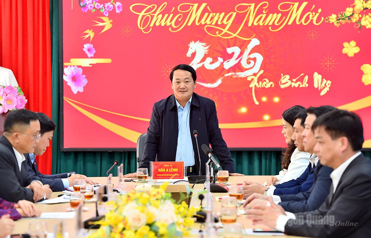 Bí thư Tỉnh ủy Hầu A Lềnh phát biểu chúc Tết cán bộ, phóng viên, biên tập viên, người lao động Báo và phát thanh, truyền hình Tuyên Quang.