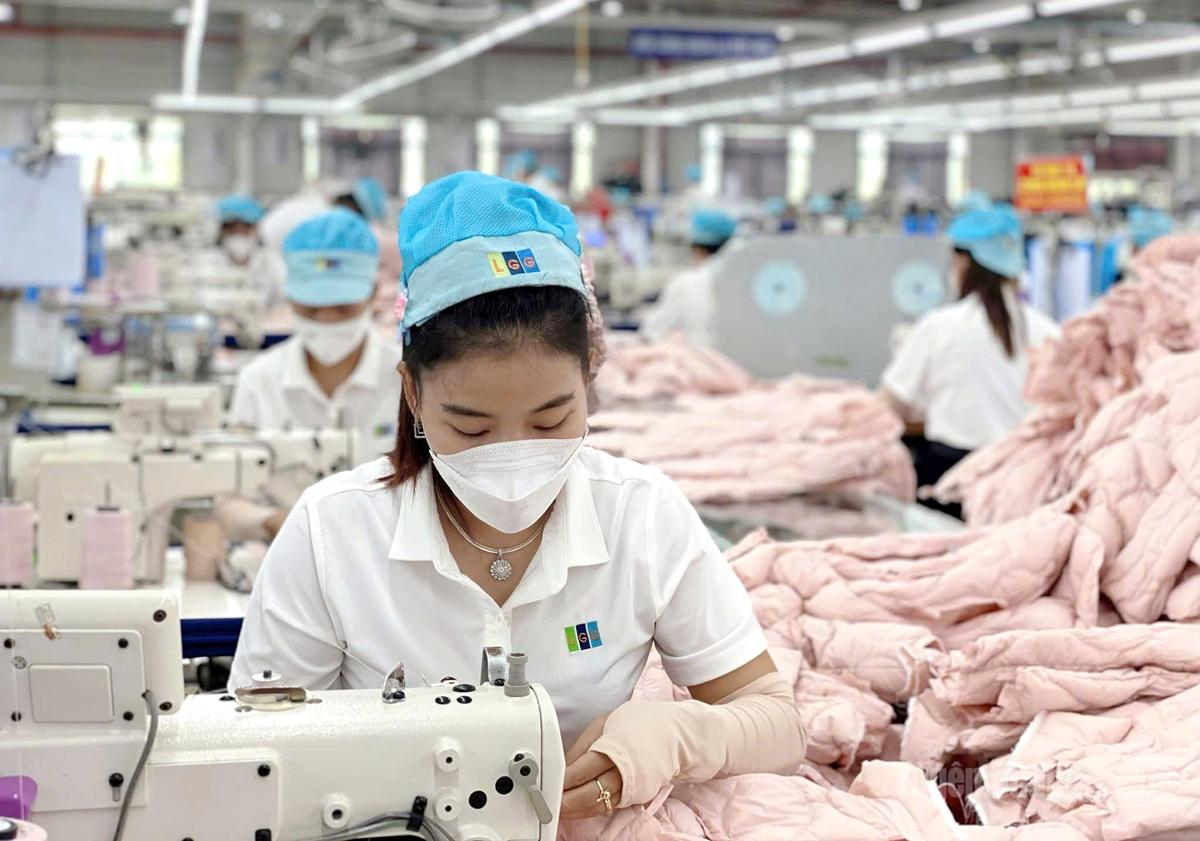 Công nhân làm việc tại Tổng công ty May Tuyên Quang LGG trong ngày đầu năm mới.