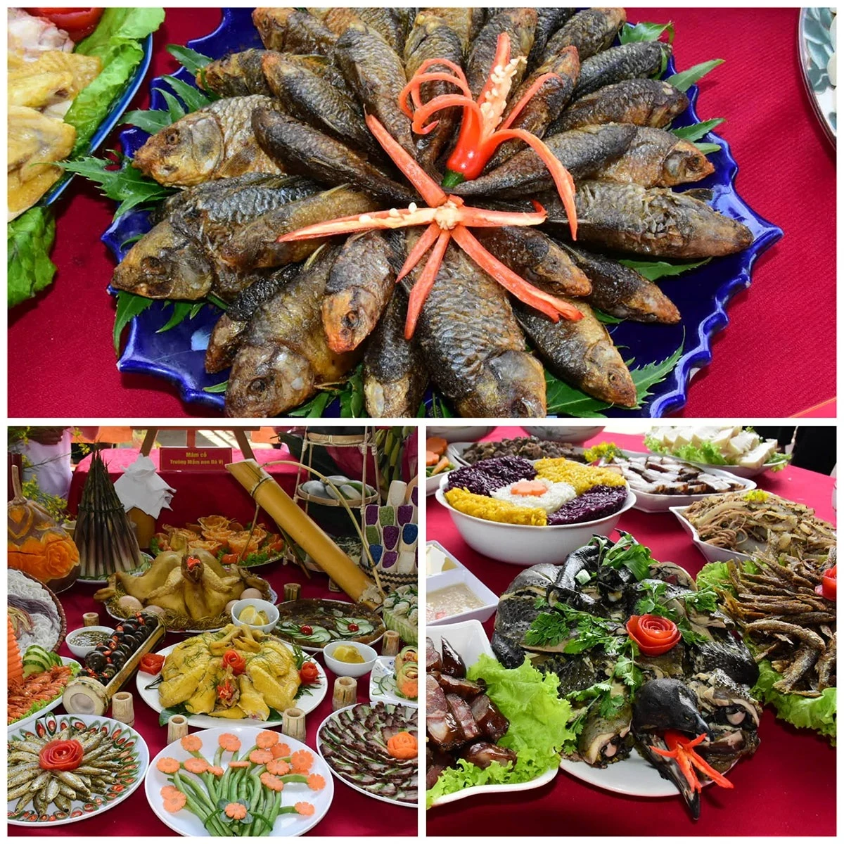 Field carp, black chicken and lap xuong (smoked sausage) are indispensable dishes in the traditional feast trays of Hong Thai residents.