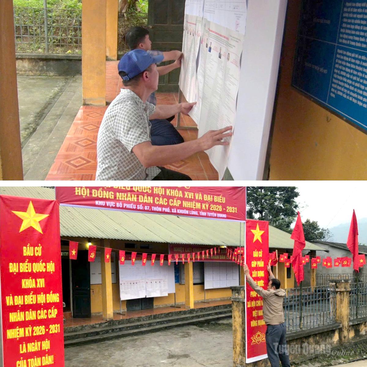 Khu vực bỏ phiếu số 6, xã Khuôn Lùng đã sẵn sàng cho ngày bầu cử.