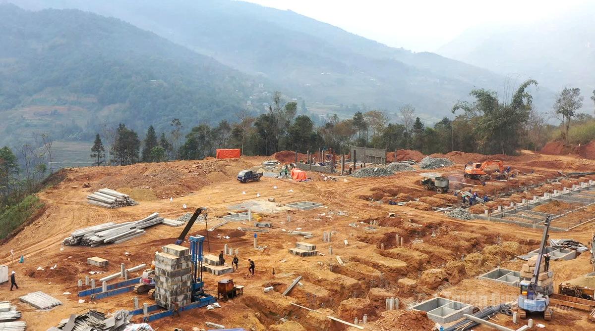 Dự án xây dựng trường Phổ thông nội trú liên cấp Tiểu học và THCS Pà Vầy Sủ. Ảnh chụp đầu tháng 2-2026.