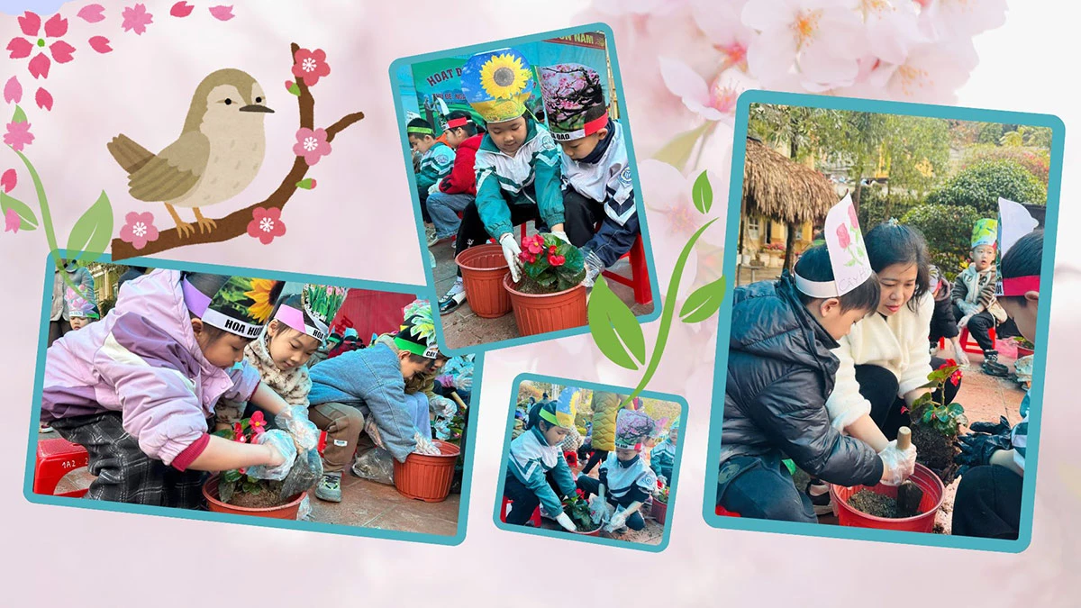 Học sinh trường Tiểu học Cốc Pài, xã Pà Vầy Sủ tham gia ngoại khóa đầu Xuân.