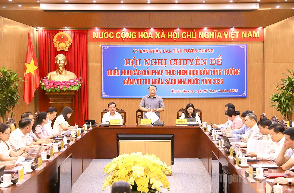 Chủ tịch UBND tỉnh Phan Huy Ngọc phát biểu chỉ đạo tạo hội nghị.