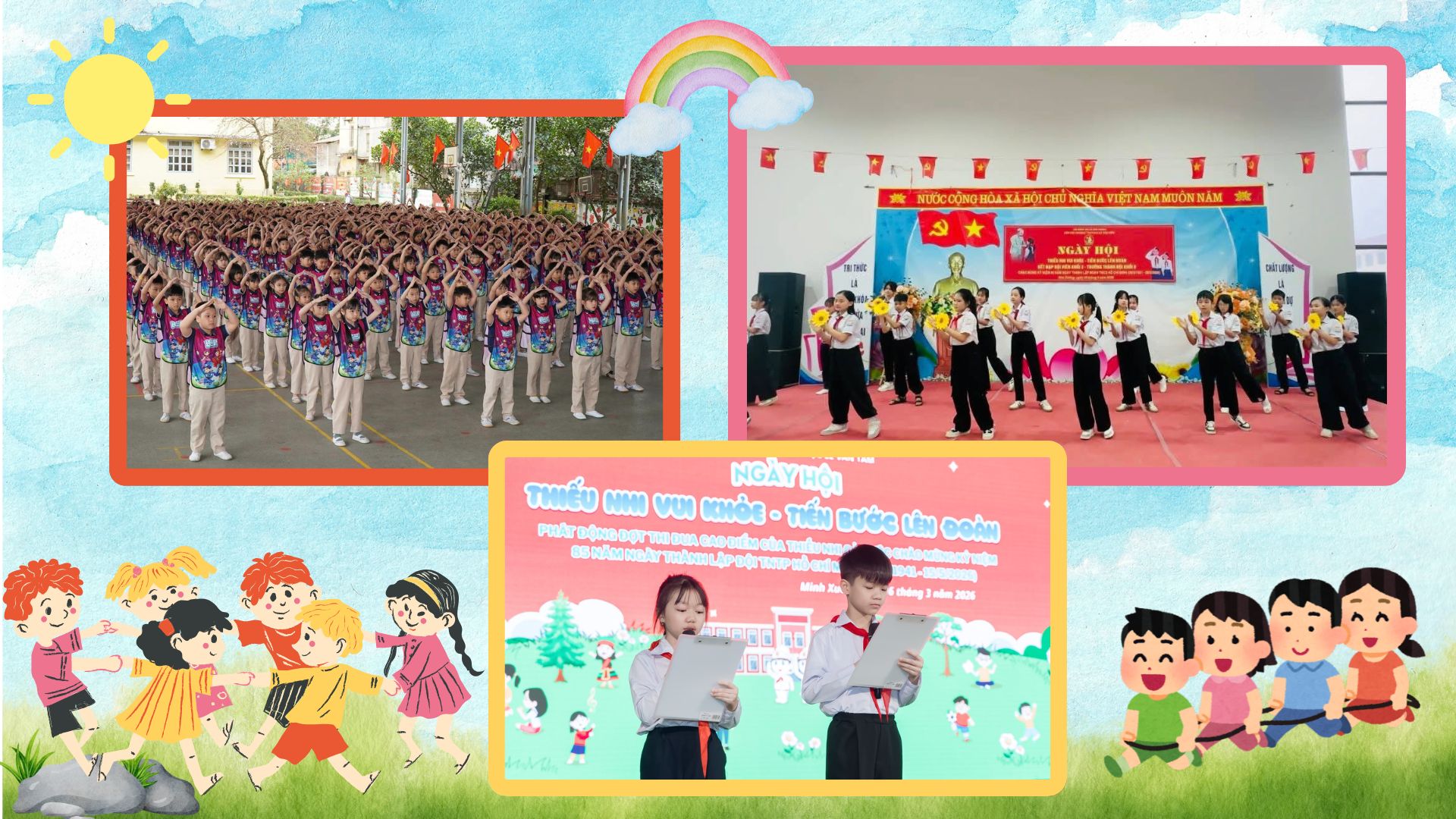 Ngày hội Thiếu nhi vui khỏe - Tiến bước lên Đoàn được tổ chức ở các Liên đội trong toàn tỉnh.