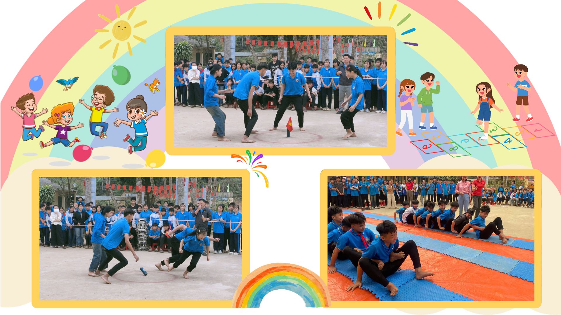 Học sinh trường THCS Lang Quán tham gia trò chơi trong ngày hội.