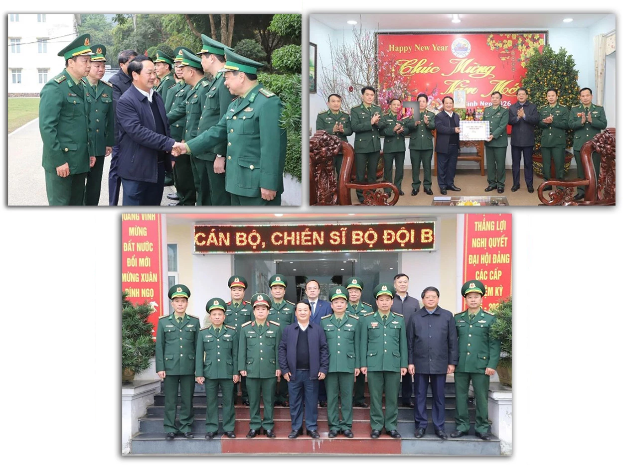 Bí thư Tinh ủy Hầu A Lềnh thăm, động viên cán bộ Đồn biên phòng cửa khẩu Quốc tế Thanh Thủy.