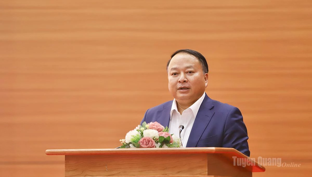 Chủ tịch UBND tỉnh Phan Huy Ngọc trình bày chương trình hành động nếu được tín nhiệm trúng cử đại biểu HĐND tỉnh.