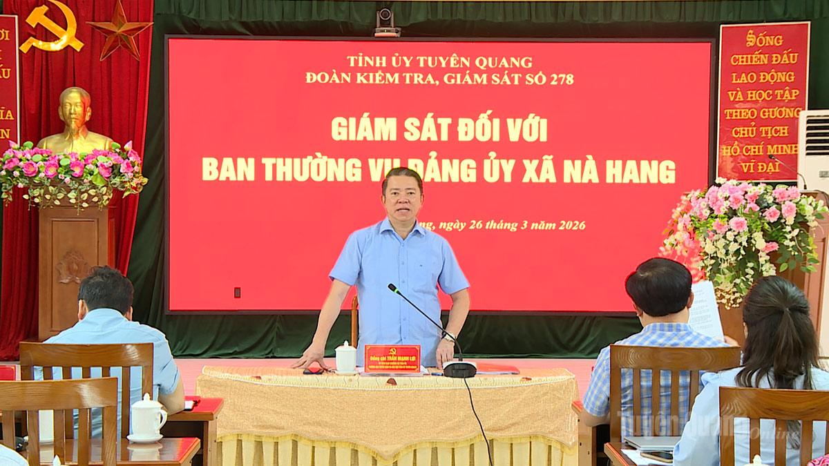 Đồng chí Trần Mạnh Lợi, Trưởng đoàn phát biểu chỉ đạo tại buổi kiểm tra, giám sát.