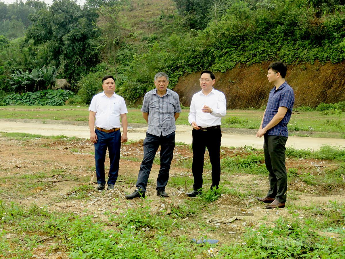 Đồng chí Nguyễn Hồng Trang giám sát, xác minh thực trạng triển khai dự án Khu tái định cư 193 thôn Tân Tiến, xã Tân Trịnh.