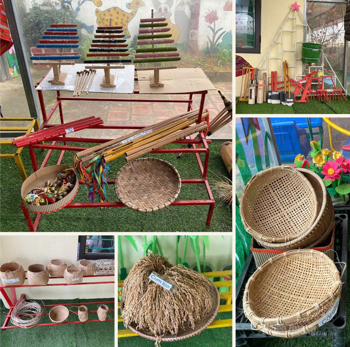 Từ những nguyên liệu quen thuộc, các em nhỏ được khám phá những sản phẩm thủ công mang đậm dấu ấn văn hóa.