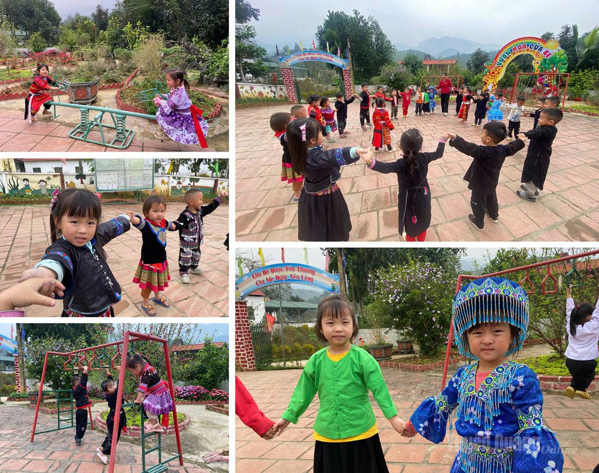 Khoảng sân nhỏ của trường trở thành không gian của những trò chơi dân gian như kéo co, mèo đuổi chuột,... Qua mỗi trò chơi, trẻ không chỉ rèn luyện thể chất mà còn cảm nhận được tinh thần đoàn kết của người Việt Nam.