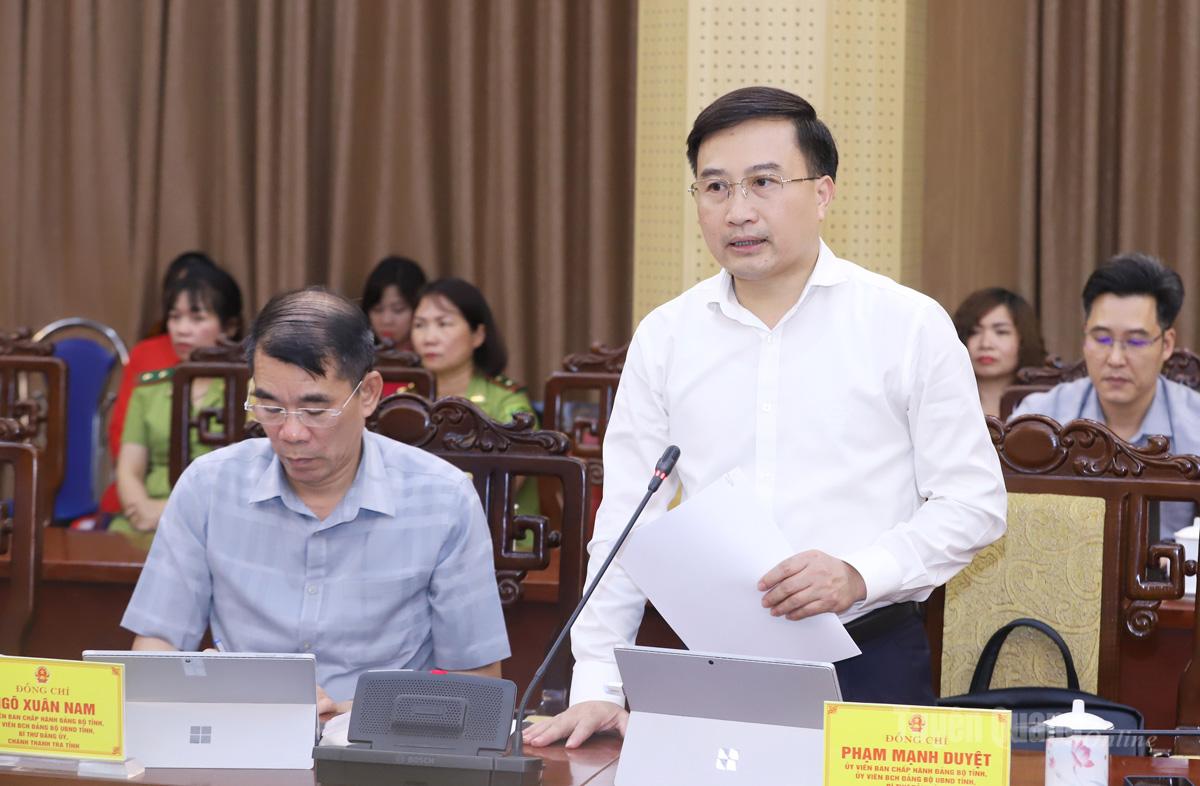 Giám đốc Sở Nông nghiệp và Môi trường Phạm Mạnh Duyệt tham gia ý kiến về phương hướng, nhiệm vụ hoàn thành các chỉ tiêu, nhiệm vụ chuyên môn trong quý II.