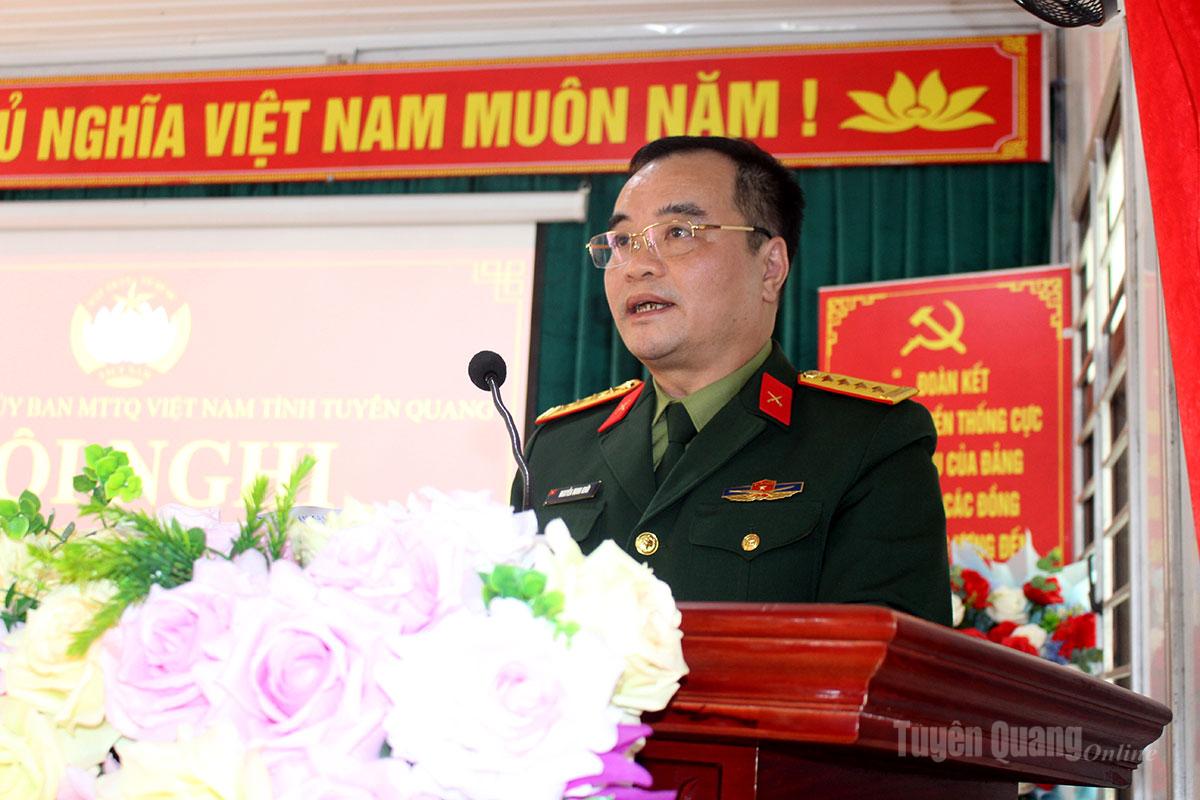Đồng chí Nguyễn Minh Khôi, Uỷ viên Ban Thường vụ Đảng uỷ, Chủ nhiệm Uỷ ban kiểm tra Đảng uỷ, Phó Chính uỷ Bộ Chỉ huy Quân sự tỉnh trình bày chương trình hành động cá nhân.