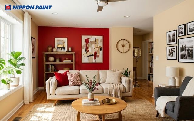 Nên sử dụng màu đỏ để tạo điểm nhấn nhằm tạo chiều sâu thị giác