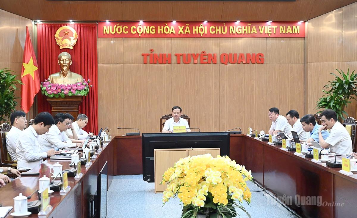 Đồng chí Nguyễn Mạnh Tuấn, Ủy viên Ban Thường vụ Tỉnh ủy, Phó Chủ tịch UBND tỉnh chủ trì phiên họp tại điểm cầu Tuyên Quang.
