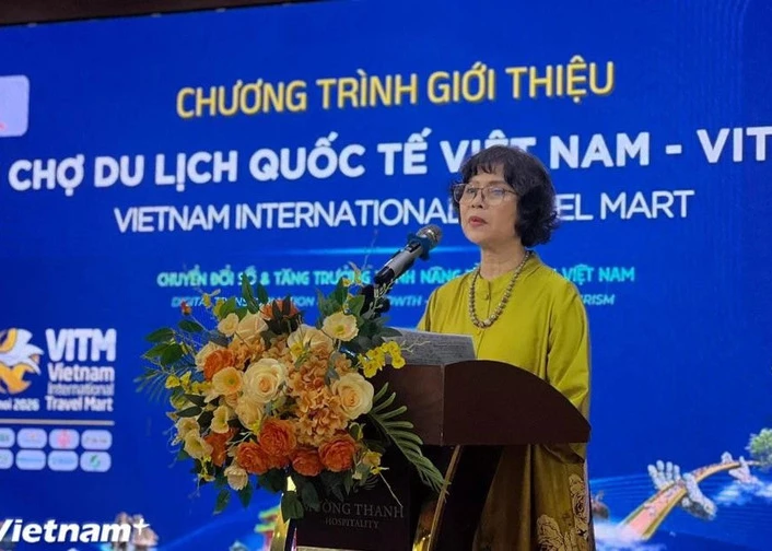 Nguyen Thi Hoa Mai, Deputy Director of the Viet Nam National Authority of Tourism, speaks at a briefing in Ha Noi (Photo: VNA)