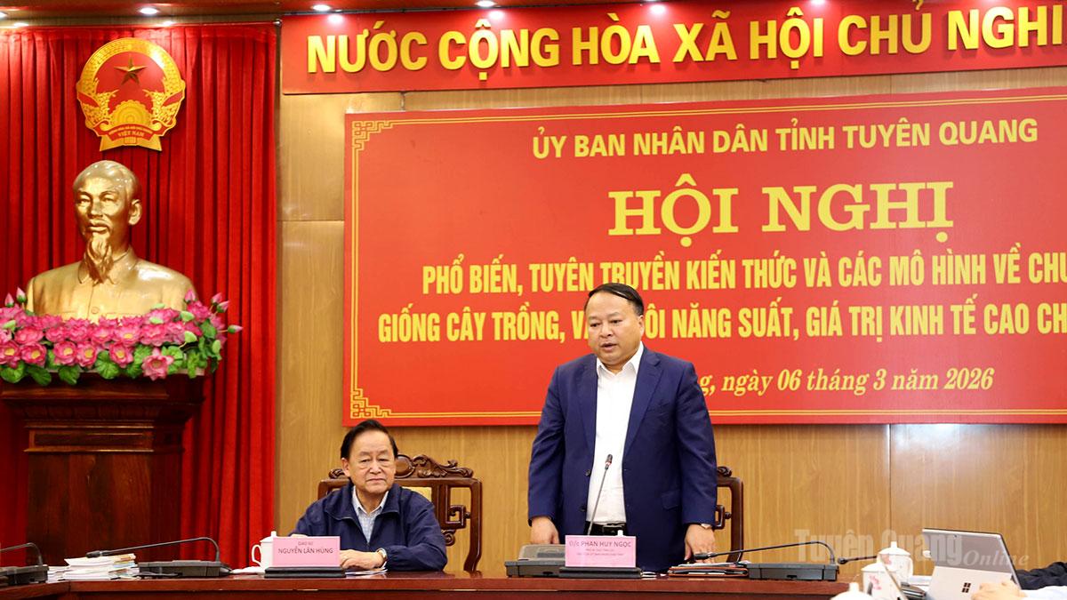 Chủ tịch UBND tỉnh Phan Huy Ngọc phát biểu kết luận hội nghị.