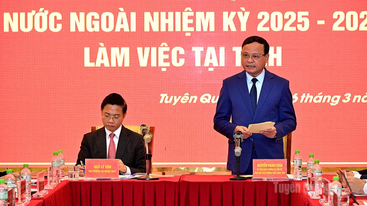 Phó Chủ tịch Thường trực UBND tỉnh Nguyễn Mạnh Tuấn phát biểu tại buổi làm việc.