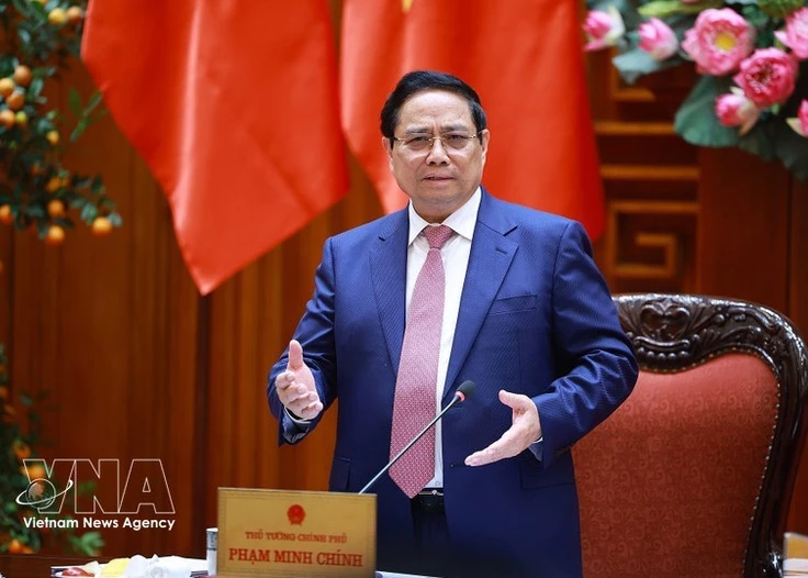 Prime Minister Pham Minh Chinh speaks at the meeting of permanent Government members in Ha Noi on March 16. (Photo: VNA)