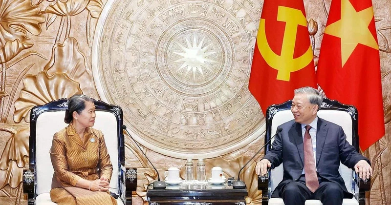 Party chief To Lam receives Cambodian CPP vice President Men Sam An (Photo: VNA)