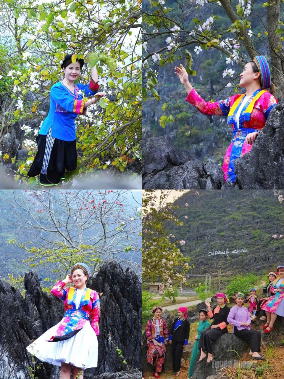 Highland girls shine brightly in traditional attire, standing out amid the blooming ban flowers.