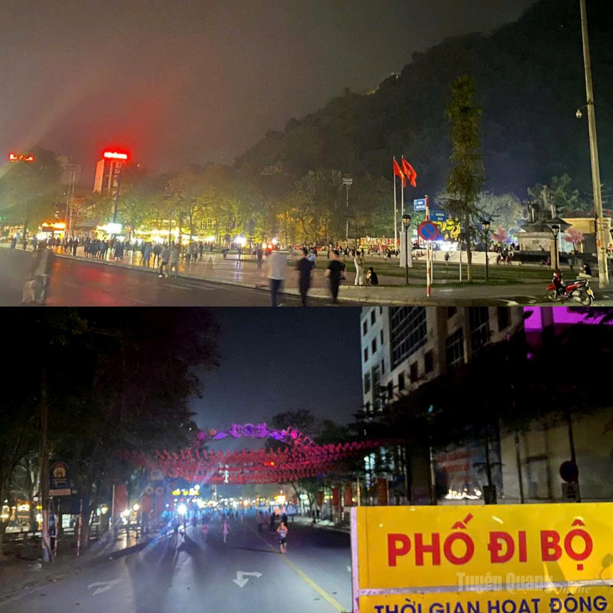 Quảng trường 26-3 và phố đi bộ (phường Hà Giang 1) tắt bớt thiết bị chiếu sáng hưởng ứng Giờ trái đất.