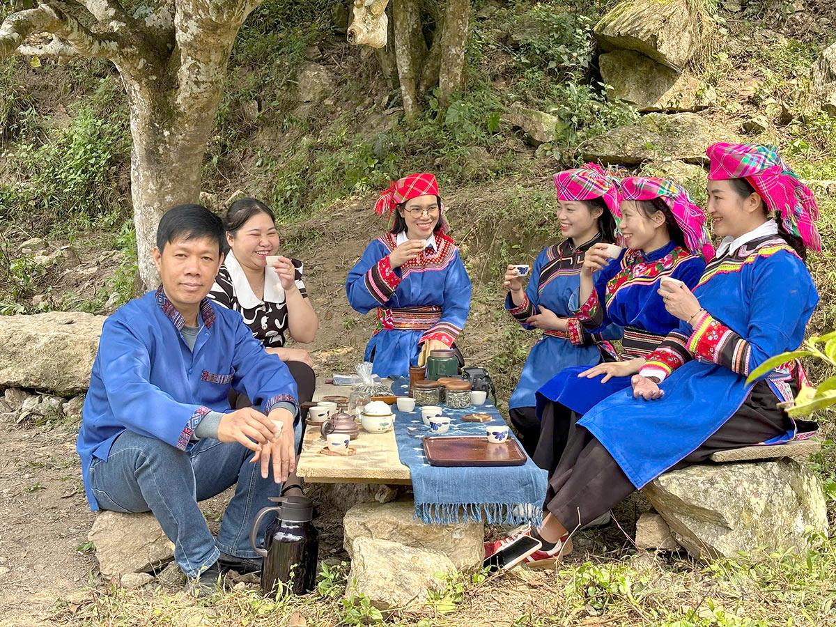 People gather to enjoy tea together.