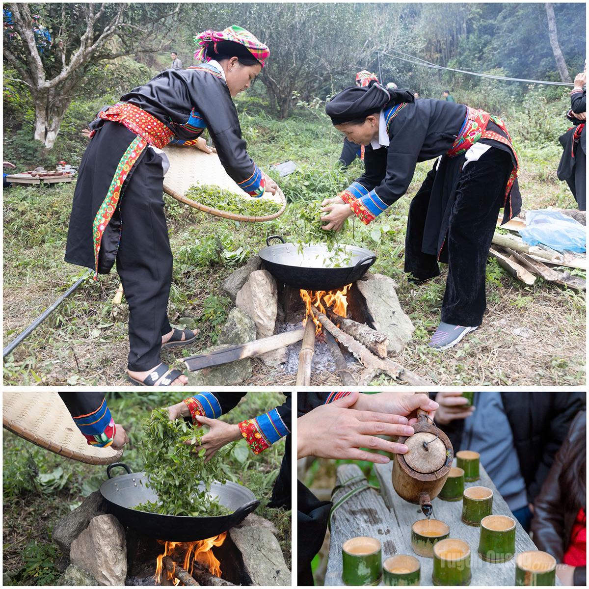 Local people manually roast tea.