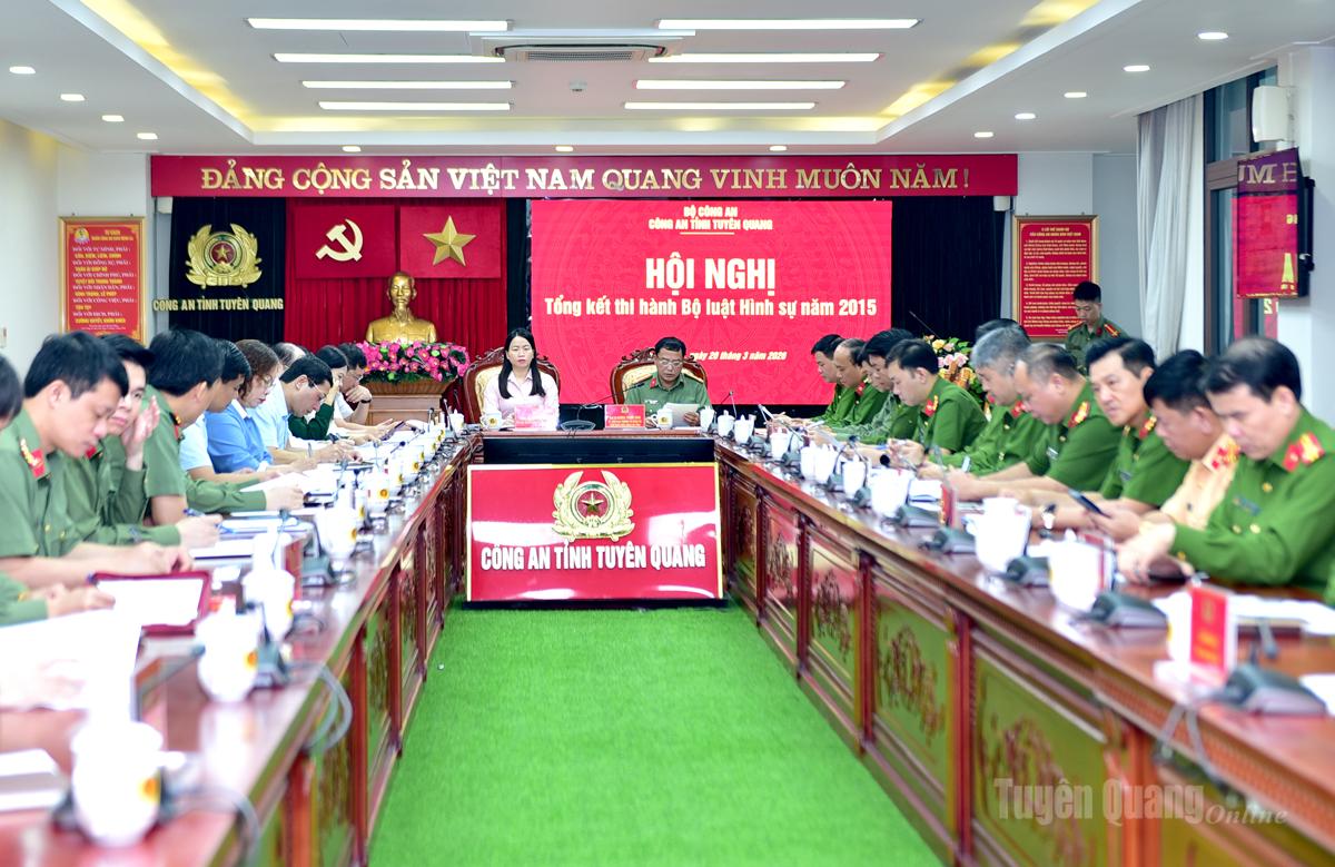 Các đại biểu dự Hội nghị tại điểm cầu Công an tỉnh Tuyên Quang.