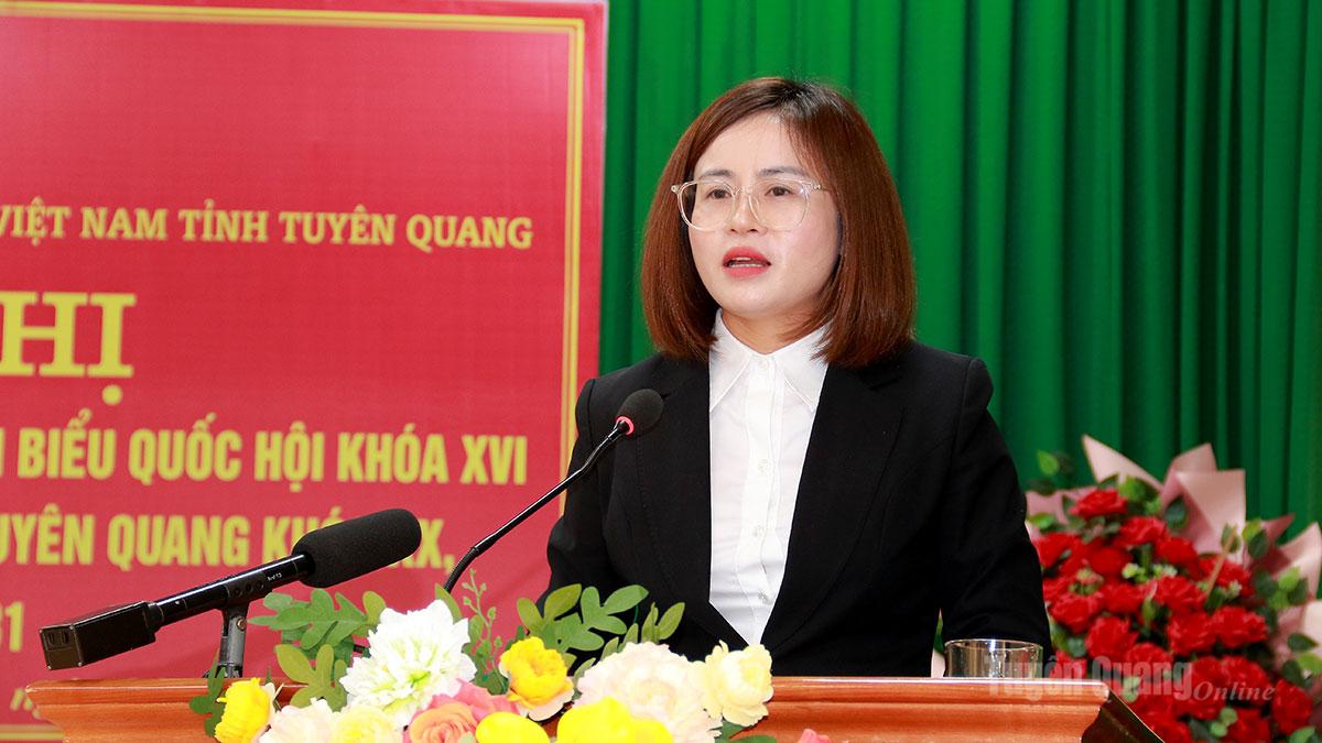 Ứng cử viên đại biểu Quốc hội khóa XVI Nguyễn Việt Hà, Giám đốc Chi nhánh Agribank Tuyên Quang trình bày chương trình hành động cá nhân.